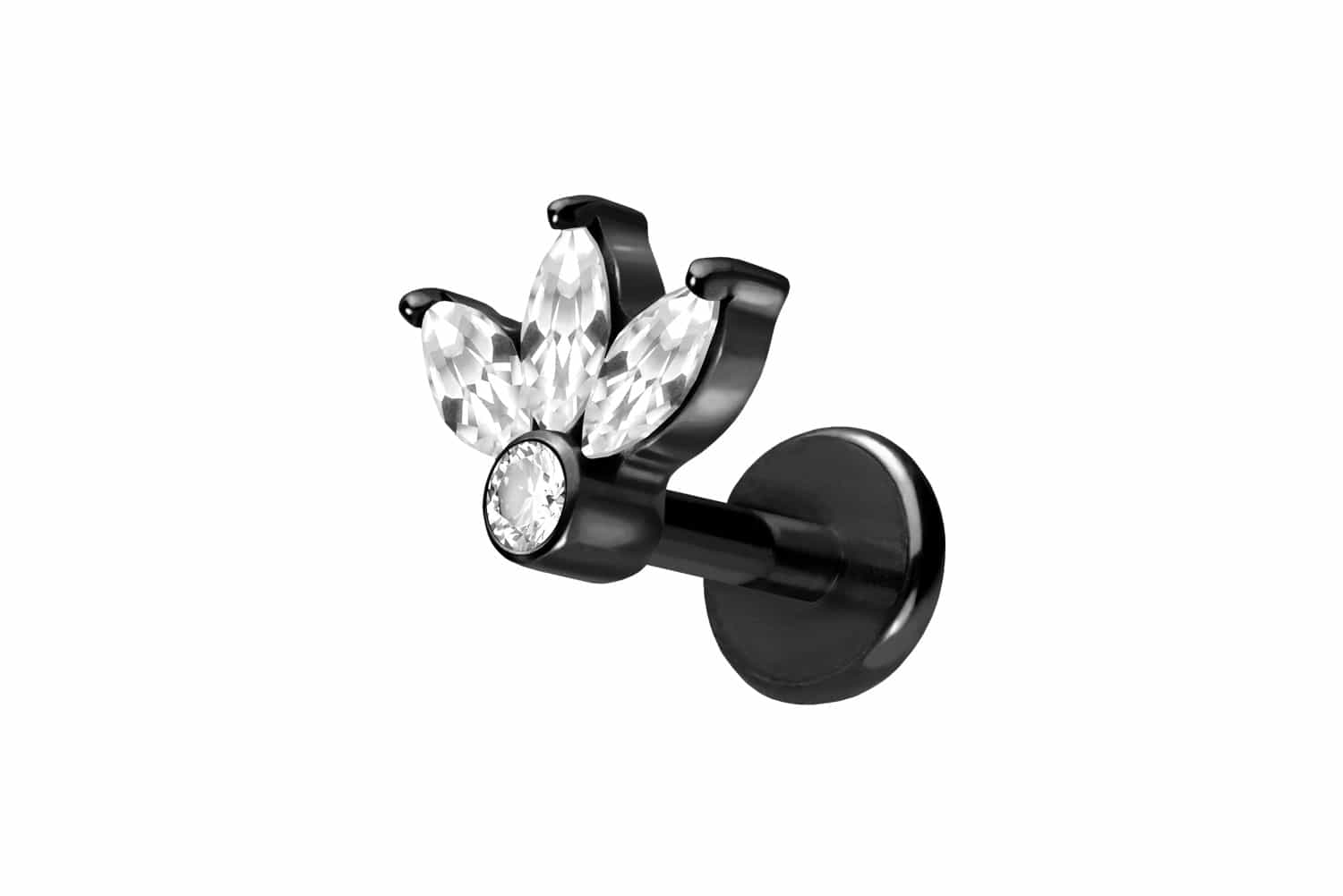 Titan Labret Piercing mit Push Fit LOTUSBLÜTE